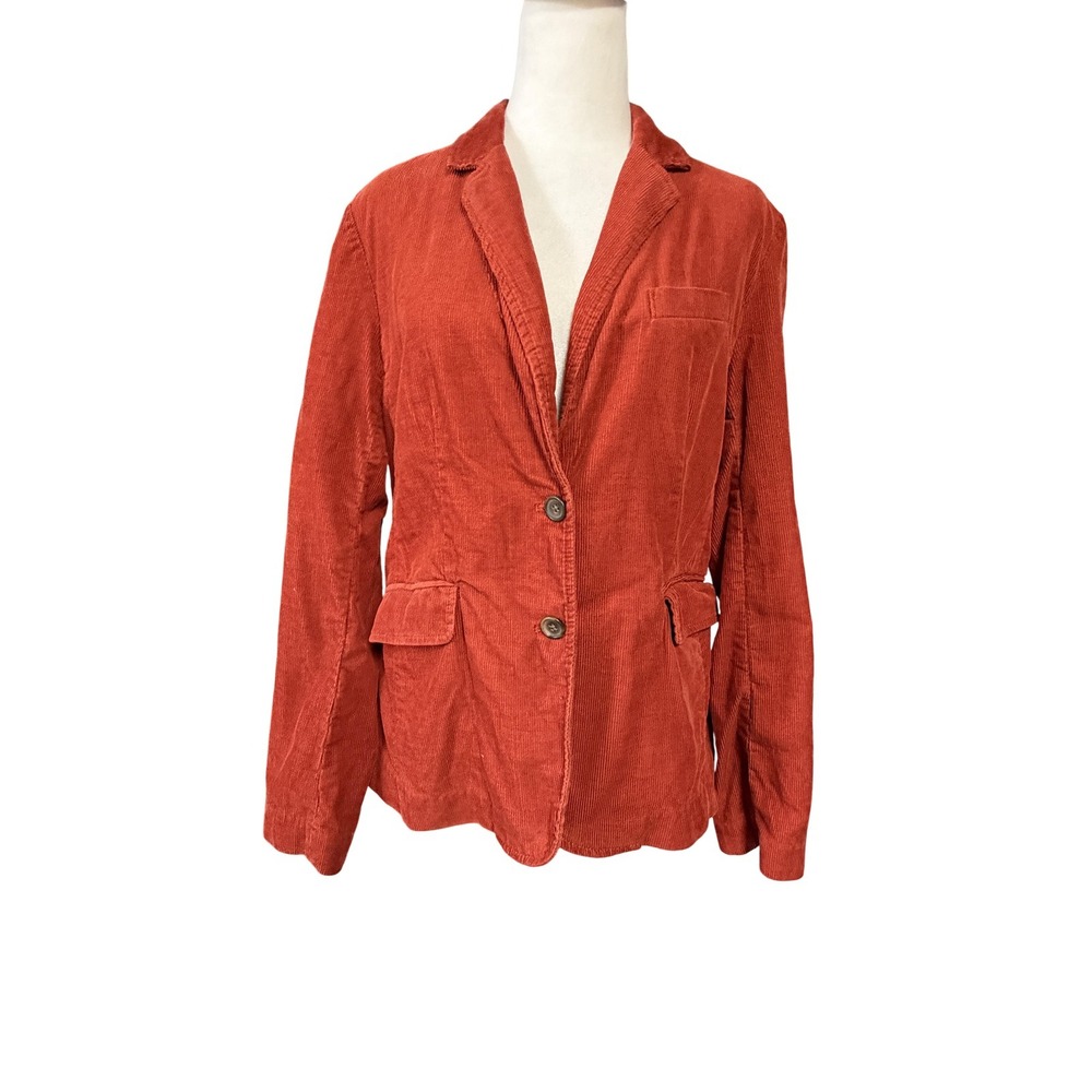 Vintage J Crew Blazer Womens Medium Orange Corduroy Unlined Jacket 64840